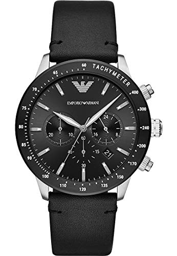 Emporio Armani Uhr für Herren , QuarzChronographenwerk, 43mm MultiEdelstahlgehäuse mit Lederarmband, AR11243