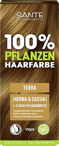 SANTE Naturkosmetik Pflanzenhaarfarbe - Terra - 100g - natürliche Coloration mit Bio-Henna & Cassia- Haarfarbe ohne Ammoniak & Peroxide - vegan & dermatologisch getestet