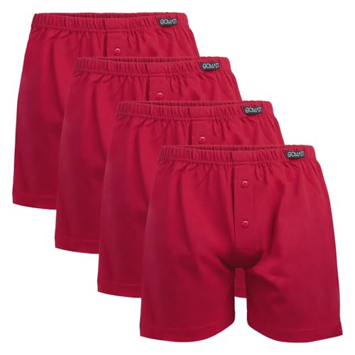 Gomati Herren Jersey Boxershorts (4 Stück) Stretch Unterhose aus Baumwolle - Deepred 5XL/12