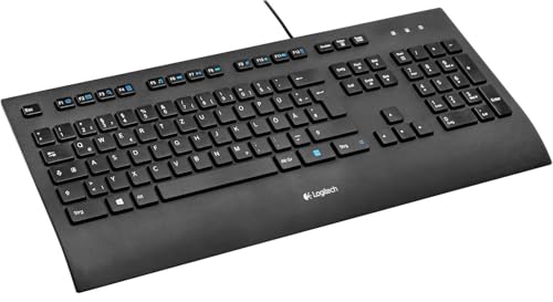 Logitech K280e Pro Kabelgebundene Business Tastatur für Windows, Linux und Chrome, USB-Anschluss, Handballenauflage, Spritzwassergeschützt, PC/Laptop, Deutsches QWERTY-Layout - Schwarz