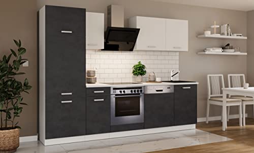 Kuechen-preisbombe Küche Toni 270 cm Küchenzeile Küchenblock Singleküche Einbauküche, Farbe:Matera