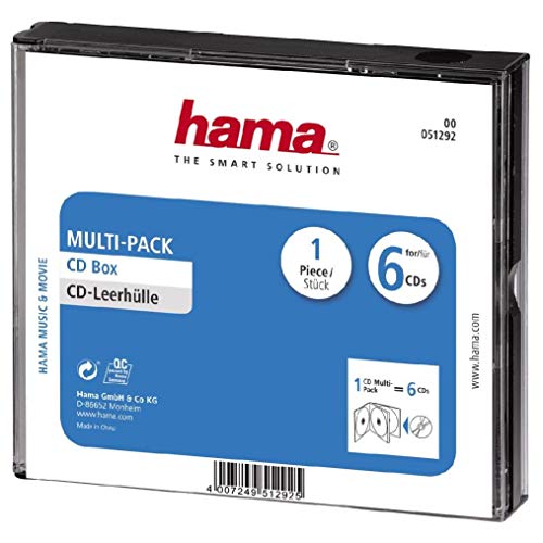 Hama CD-Leerhülle (für 6 CDs/DVDs/Blu-rays, Multipack, 6in1, CD-Schutzhülle) schwarz, 00051292