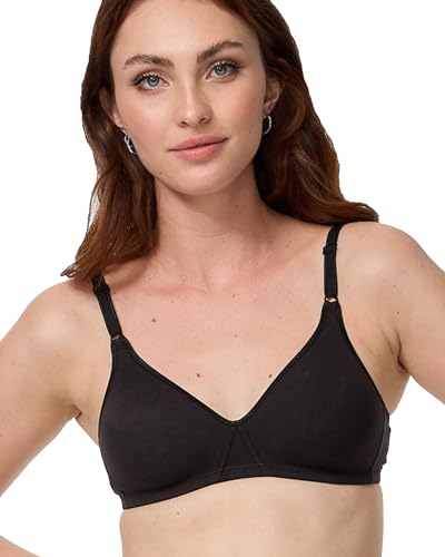 Nur Die Baumwoll BH bügelloser doppellagiger Softcup-BH Bra weich bequem unsichtbar nahtlos unter der Kleidung Damen, schwarz, 85B