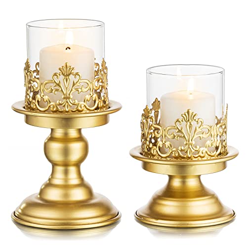 Sziqiqi Modern Kerzenständer Kerzenhalter für Stumpenkerzen - Gold Metall Kerzenständer Kerzenleuchter Kerzen Ständer für Tischdeko Wohnzimmer Esstisch Hochzeit Couchtisch Beistelltisch Weihnachten