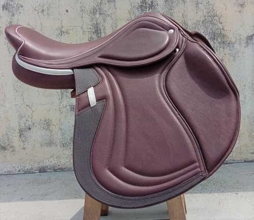 WILD RACE Leather Jumping/Close Contact, Double Flap Changeable Gullets Medium Saddle (17