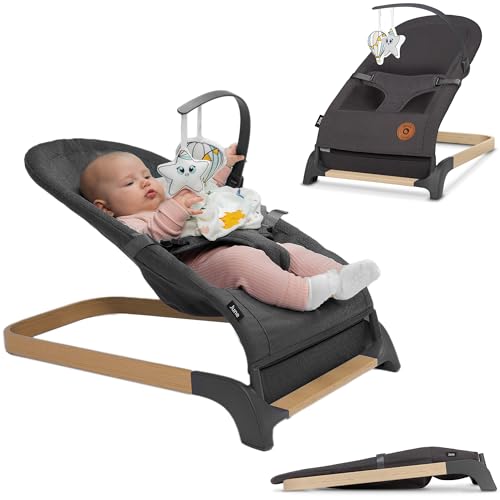 LIONELO June Babywippe, ab den ersten Lebenstagen bis zu 9kg, atmungsaktives Material, optimale Luftzirkulation, leicht, stabil, rutschfest, Sicherheitsgurte, zusammenklappbare Babywippe