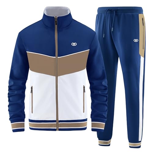 ANOTWENER Herren Trainingsanzüge Sets lässig lange Ärmel voller Reißverschluss Jacke und Jogginghose Jogginganzug Sport Outfits JW-7153-2XL