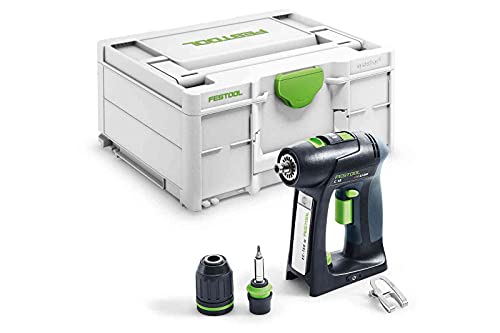 Festool Akku-Bohrschrauber C 18-Basic (mit Werkzeugfutter, Magnet-Bithalter, Schnellspannbohrfutter, Bit, Gürtelclip), im Systainer