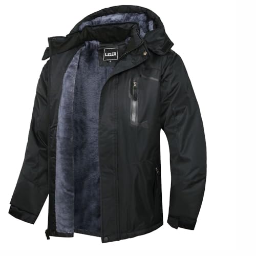LZLER Winterjacke Herren Skijacke Snowboardjacke Wasserdicht Funktionsjacke Windbreaker Kapuze Winter Coat Snowboardjacke