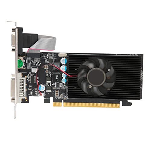 VBESTLIFE GT210 1 GB Einzellüfter-DVI-HDMI-VGA-Gaming-Grafikkarte, 64 Bit, DDR2, 532 MHz, PCI Express 2.0, Geräuscharme Grafikkarte für Desktop-PC