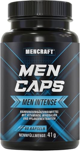 MENCRAFT MEN INTENSE - Männer Kapseln extrastark - DAUERHAFT Rezeptur hochdosiert - mit L-Arginin, Maca, Vitaminen, Ginseng, Ginkgo, 60 Kapseln