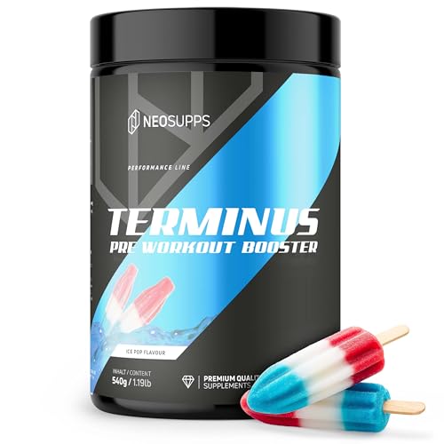 NEOSUPPS Pre Workout Booster Terminus XXL Ice Pop 540g, Fitness & Gym, Pre Workout Booster vegan, Pump & Fokus, geprüfte Qualität, 8.000 mg L-Citrullin, 20 Portionen