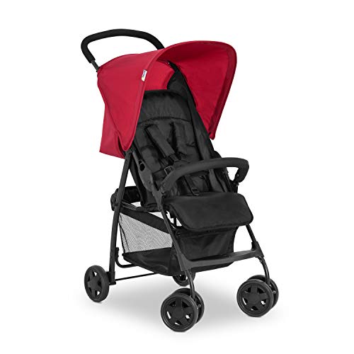 hauck Buggy Sport, Red - Federleichter Reisebuggy 5,9 kg - mit Liegefunktion für Kinder ab Geburt bis 15 kg - Klein Zusammenklappbar, Großer Einkaufskorb bis 3 kg
