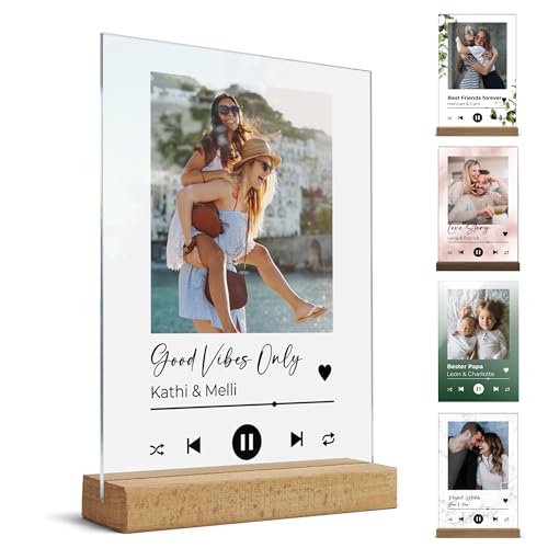 Spotify Glas Bild mit Foto und QR Code - Personalisierte Geschenke für Frauen und Männer im Musik Song Cover Design - Fotogeschenk für Sie und Ihn Geburtstag - Geschenkidee