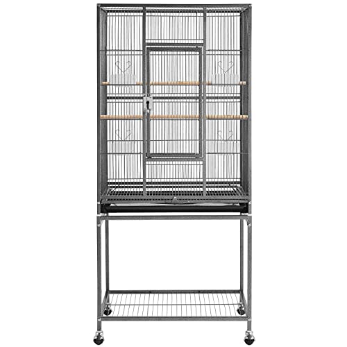 Yaheetech Vogelvoliere Vogelkäfig mit Tür Vogelhaus Vogelbauer mit Rollen 61 x 43 x 135 cm