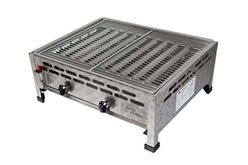ACTIVA Gastro Gasgrill 2 Brenner – Robuster Gasbräter aus Edelstahl mit 2x5kW Leistung I Ideal für Foodtrucks, Biergarten & Veranstaltungen