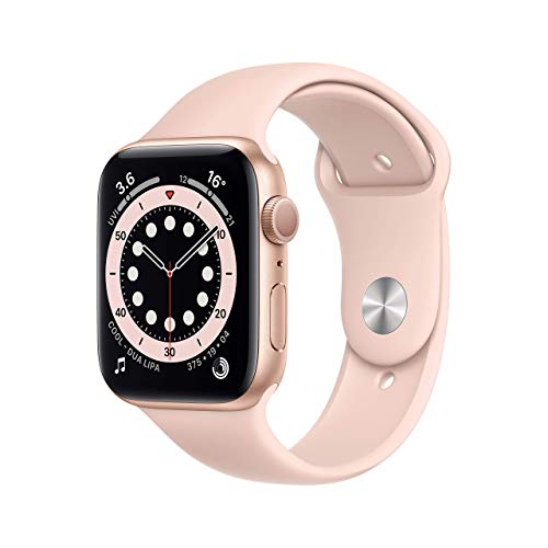 Apple Watch Series 6 (GPS, 44MM) Aluminiumgehäuse Gold mit Rosa Sand Sportarmband (Generalüberholt)