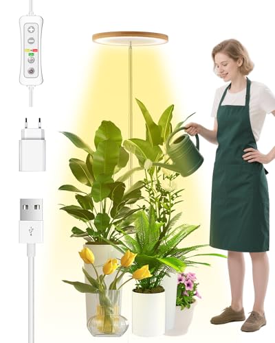 beautiebeam Wachstumslampe für Zimmerpflanzen, LED Grow Light Full Spectrum,132-155cm höhenverstellbar, automatischer Timer,niedrige Sicherheitsspannung 5V, ideal für große Lichtpflanzenm,Bambus
