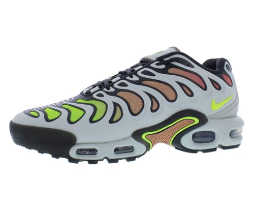 Nike Air Max Plus Drift Herren Sneaker Sneaker Schuhe, Helles Silber, Dunkelrauchgrau, Bernsteinbraun, Volt, 44.5 EU