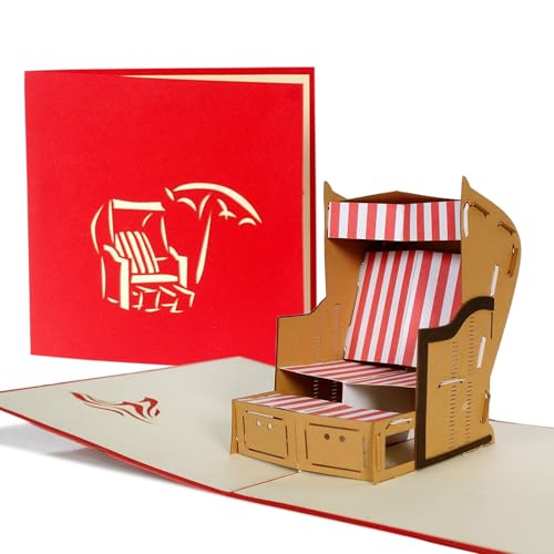 Diese-Klappkarten Strandkorb Karte, Gutscheinkarte für Kurzurlaub an Nord- oder Ostsee, B14