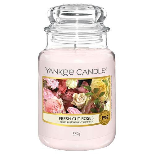 Yankee Candle Duftkerze im Glas (groß) | Fresh Cut Roses | Kerze mit langer Brenndauer bis zu 150 Stunden | Perfekt zum Muttertag | Geschenke für Frauen