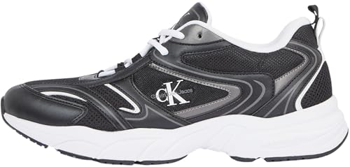 Calvin Klein Herren Runner Sneaker Retro Tennis Mesh Sportlich, Schwarz (Black/Bright White), 40