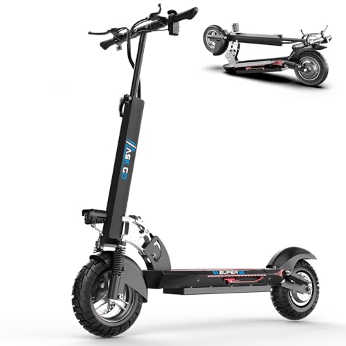 ASKGO E Scooter mit StraBenzulassung, 40-45km Reichweite, 20km/h, 10 Zoll E-Scooter, Max.Belastung 120 kg, Vierfache StoBdampfung, Sicherheit Duales Bremssystem Elektroroller fürErwachsene