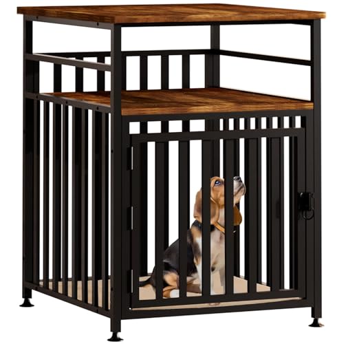 BJXYCH Hundekäfigmöbel für kleine Hunde, kaufester Hundekäfig aus Stahlrohr, Beistelltisch für Haustierkäfige im Innenbereich mit Haustiermatte, dekorativer Hundezwinger mit doppeltem Stauraum