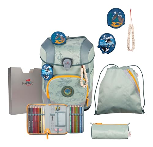 DerDieDas ErgoFlex Tiny Exklusiv Eco Schulranzenset 5-teilig Grey Planet