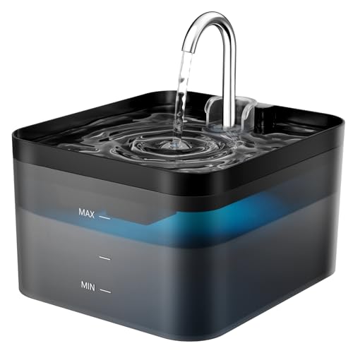 PawPoll Katzenbrunnen, 2,2L Trinkbrunnen für Katze, Super Leiser, Wasserhahn-Design Wasserbrunnen für Katzen mit LED und Aktivkohlefilter, Leicht zu Reinigen, Zwei Wasserfluss-Designs