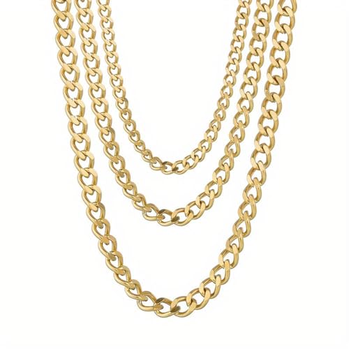 Costumed Goldkette 80er 90er Jahre Panzerkette ca. 50 cm Goldkettchen wie Rapper Gangster Fokuhila Accessoires für Fasching Karneval