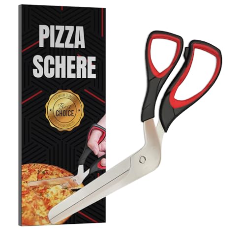Raafi Lebensmittelecht Scharf Pizzaschere zum Schneiden von Pizza wie ein Profi, ohne den Belag zu entfernen. Pizzaschere Spülmaschinenfest.Weicher Griff und multifunktionale Küchenschere 27 cm lang