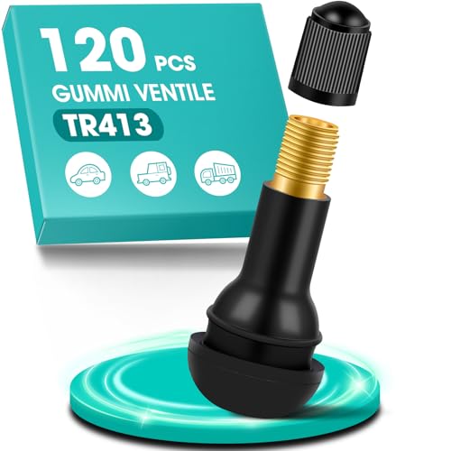 120 Stück TR413 Gummiventile, Universal Autoventil, Snap-In Gummi Ventile, Reifenventil, Autoreifen Ventil, Gummiventil Reifen für Auto, Motorräder