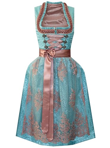 Alpenmärchen Midi Dirndl aus Exklusiver Kollektion inkl. Spitzenschürze Gr.38 - ALM990