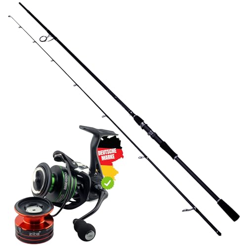 Zite Fishing Inzite Base Stick Ruten Set | Spinnrute Barsch Zander Hecht aus 24T Carbon SIC-Beringung 225-255cm 5–85g + Spinnrolle Base 2000 3000 4000 (Base Stick Pike + Base Reel 4000)