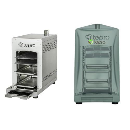 tepro 3184 Gasgrill Toronto Steakgrill, Keramik-Infrarotbrenner max. 3 kW & 8413 Abdeckhaube Universal für Steakgrill, anthrazit (58,5 x 28,5 x 39 cm)