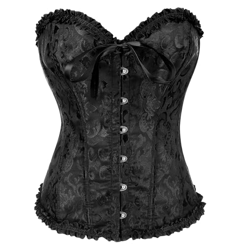Jecarden Korsett Damen Schwarz Corset Top Damen Unterbrust Korsett Sexy Damen Korsett Oberteil Aesthetic Schnüren Bustier, M