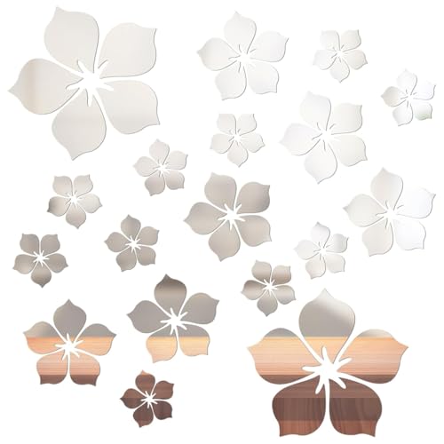QEXUJOW Wandaufkleber,18 Stück Spiegel Wandaufkleber,DIY Kunst Wandtattoos,Verwendet für Die Hintergrunddekoration Von Schlafzimmer,Badezimmer,Zimmer,Wohnzimmer(Silber)