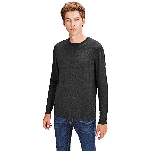 JACK & JONES Herren Basic Knit Crew Neck Pullover - Dark Grau Melange - L