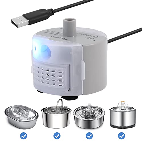 Diealles Shine Katzenbrunnen Pumpe Mit LED - Leise USB Ersatzpumpe für 2.5L Edelstahl Trinkbrunnen