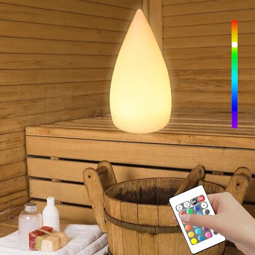 WRQIOO Sauna Lampe, Sauna Lampe Dimmbar, Sauna Lampe Kabellos mit 16 RGB Farben & 4 Modi, Saunalampe LED Farbwechsel für Saunaraum, Restaurant, Schlafzimmer mit Fernbedienung und Type-C Ladekabel