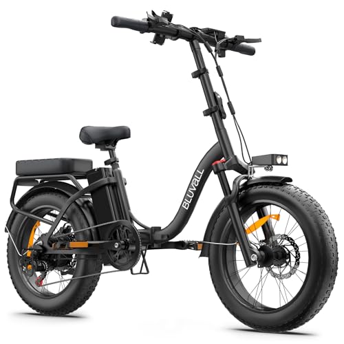 BLUVALL Elektrofahrrad Klapprad für Erwachsene, 20 * 4.0 Zoll Faltbares E-Bike mit 468Wh Akku für 50km, 250W Motor, 23 km/h, Electric Bike with LCD Display, 7-Gang, Höhenverstellbar