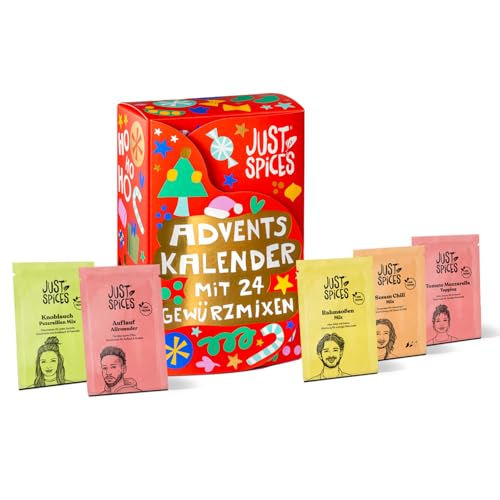 Just Spices Kleiner Gewürz Adventskalender 2025 I 24 Gewürzmixe im Probierformat I Mit 24 passenden & vielseitigen Rezepten für Dezember I Auch prima als Geschenk