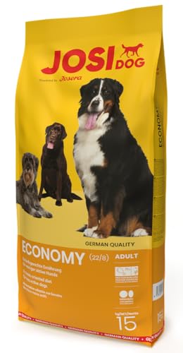JosiDog Economy (1 x 15 kg) | Adult | Premium Trockenfutter für ausgewachsene weniger aktive Hunde | mit viel tierischem Protein | Powered by JOSERA | Hundefutter | Alleinfutter | 1er Pack