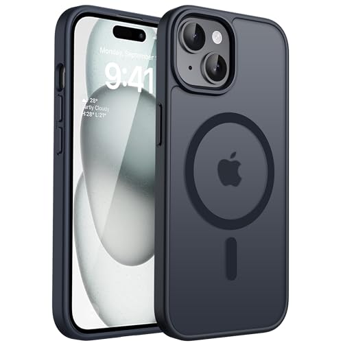 CACOE für iPhone 15 Hülle mit Kameraschutz, Kompatibel mit MagSafe, Stoßfest Kratzfest Magnetisch Rückseite Handyhülle für iPhone 15 Case Transluzente