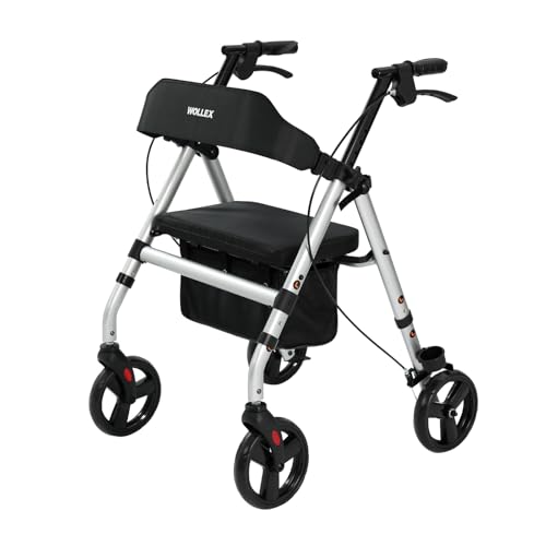 maxErgo Rollator Silber Gehhilfe für Outdoor Indoor zugelassen als Medizinprodukt