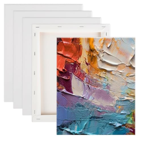 POUMUE 5pc Leinwand zum Bemalen Klein 24x30cm,Vorgespannte Weiße Künstler Canvas Panel Leinwänd,1,6cm Dick Starkem Leinwan d Blank Leinwand mit Holzrahmen für Erwaschsene, Künstler und Kinder