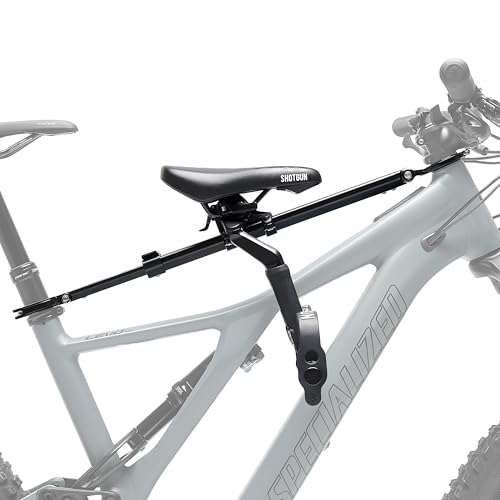 Kids Ride Shotgun – Pro Kindersitz – Frontmontage, Für 18 Monate bis 5 Jahren, Passt auf Fast alle modernen Mountainbikes & E-Bikes, Kein Rahmenkontakt, Einfache Montage, Vollständig verstellbar