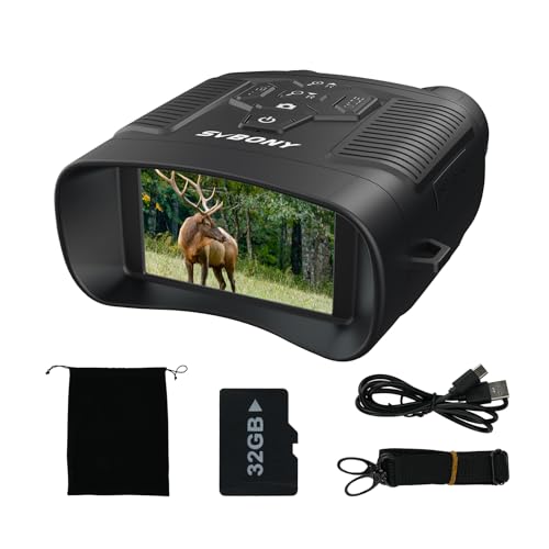 Svbony SA206 Nachtsichtgerät 4K HD, 5000mAh Wiederaufladbares, 8X Digitalzoom Nachtsicht 300M, 3W 850nm IR Strahler, 3'' Video 36MP Bild mit 32GB TF Karte, Infrarot-Fernglas für Jagd Camping