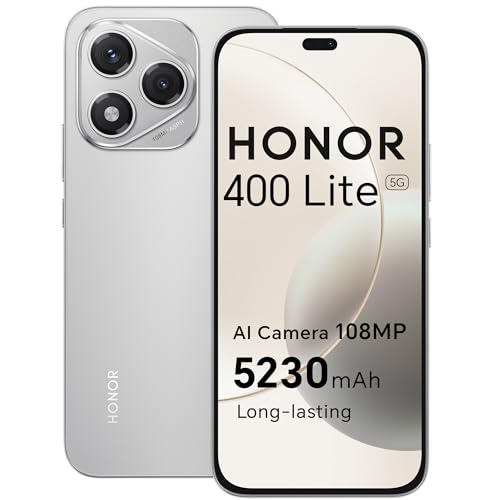 HONOR 400 Lite Smartphone 5G Dual SIM NFC, 256GB/8GB RAM, Simlockfrei Android-Handy ohne Vertrag (108MP mit AI-Kamerataste, 6,7 Zoll Display, 5230mAh, Android 15) Velvet Grey
